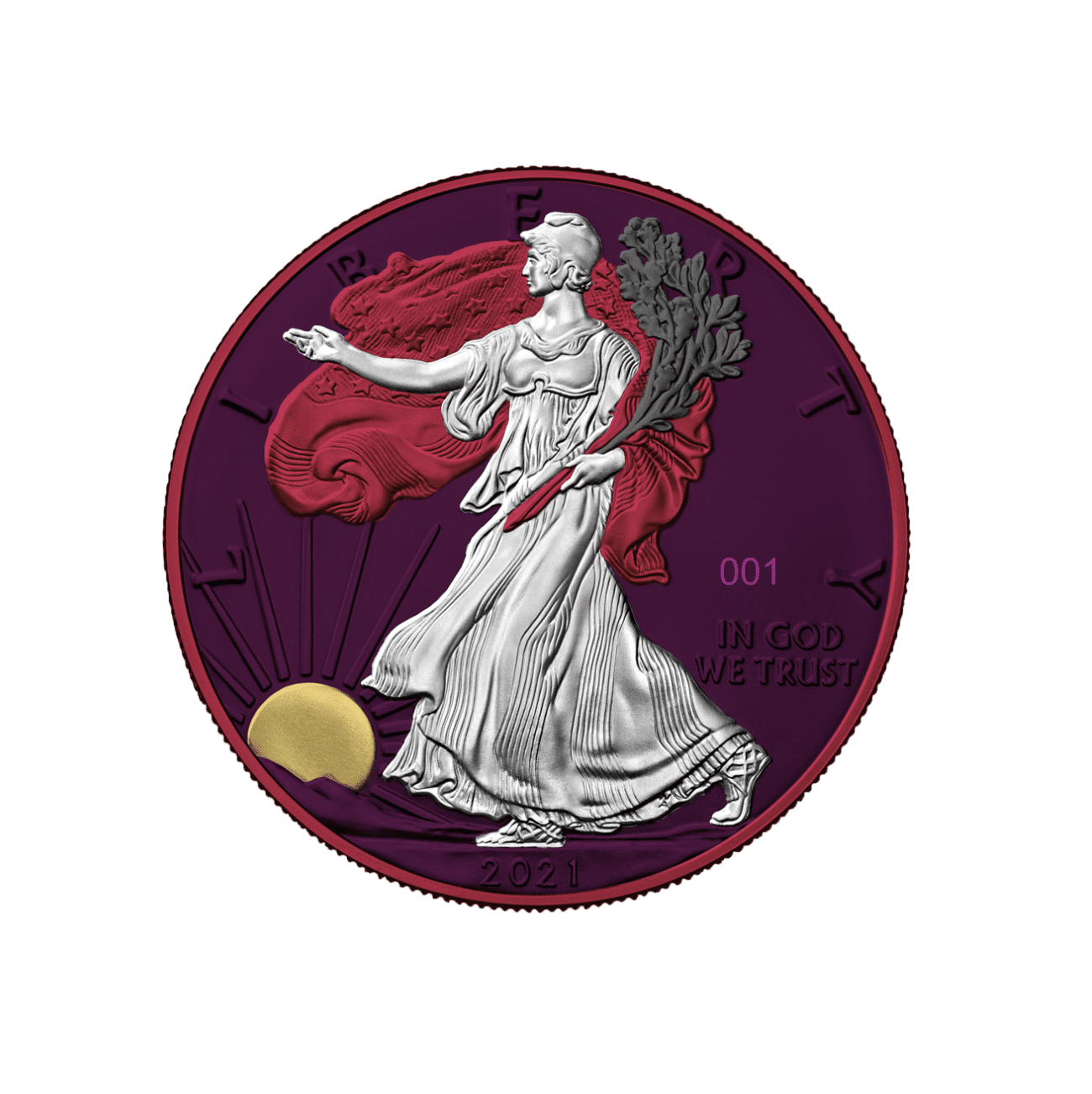 2021 $1 Space Metals II - Silver Eagle 1oz Silver Gilded Coin