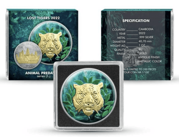 2022 Lost Tigers Of Cambodia - Animal Predators 1oz Silver Coin - Image 3