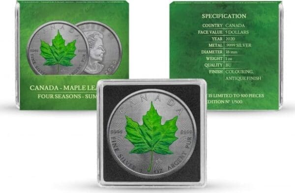 2020 $5 Four Seasons Maple Leaf 1oz Silver 4 Coin Set - Image 6