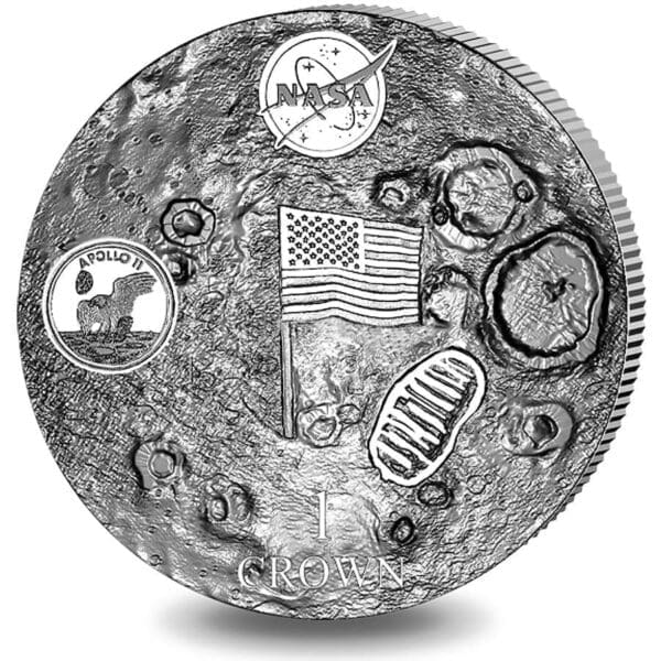 2019 NASA Official 50th Anniversary Apollo-11 First Walk On The Moon Silver 2oz Coin