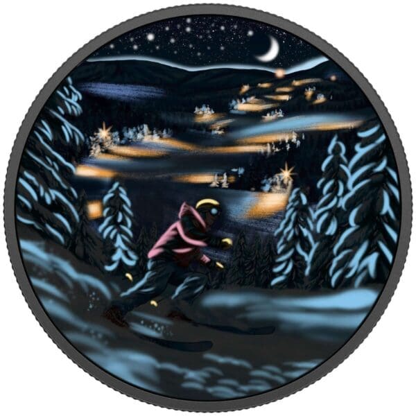 2017 $15 Great Canadian Outdoors Night Skiing Silver Coin - Image 2