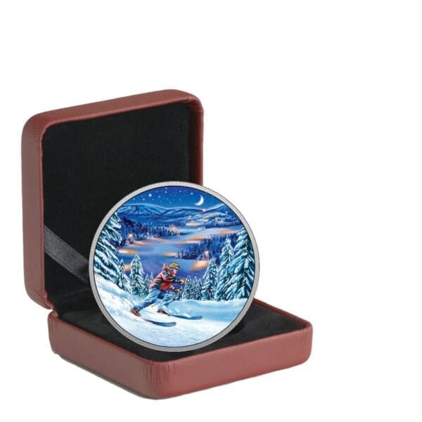 2017 $15 Great Canadian Outdoors Night Skiing Silver Coin - Image 4