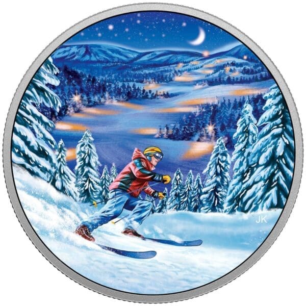 2017 $15 Great Canadian Outdoors Night Skiing Silver Coin