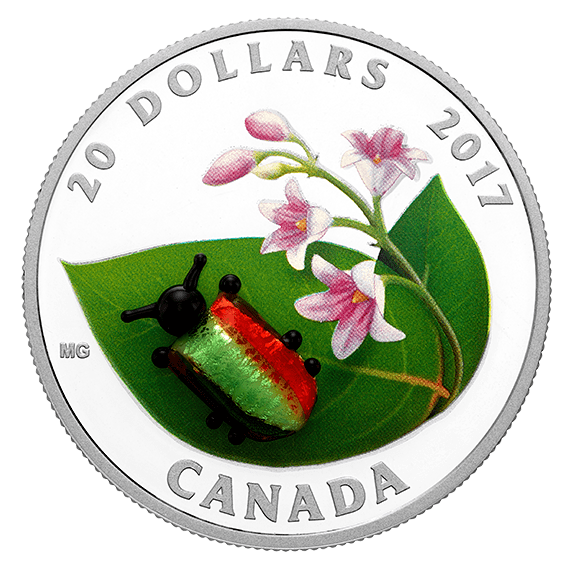 2017 $20 Little Creatures Dogbane Beetle Venetian Glass 1oz Silver Coin