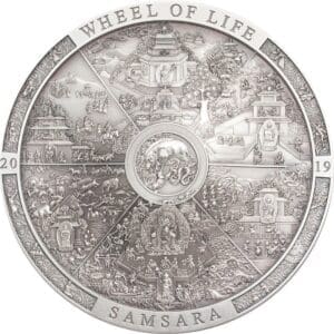 2019 $20 Samsara Wheel of Life Archeology Symbolism 3oz Silver Coin