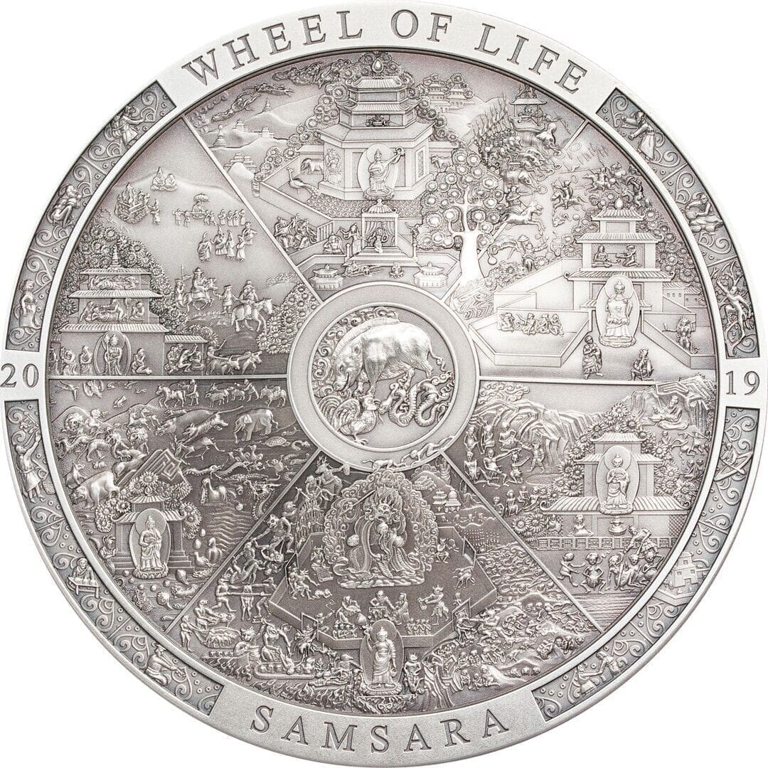 2019 $20 Samsara Wheel of Life Archeology Symbolism 3oz Silver Coin