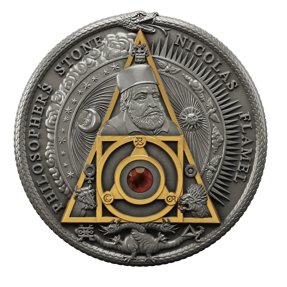 2021 $2 Nikolas Flamel Philosophers Stone 2oz Silver Coin