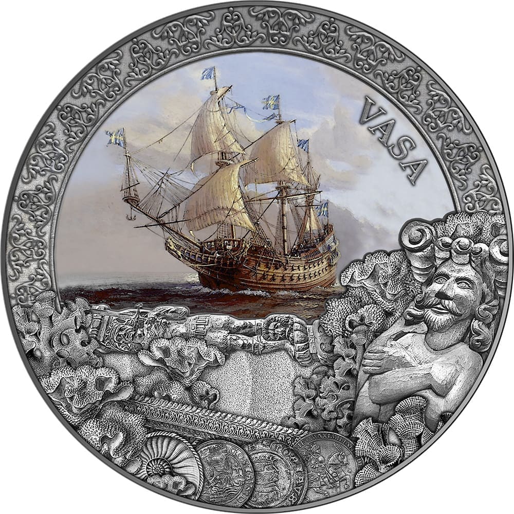 2021 $5 Vasa Grand Shipwrecks in History 2oz Silver Antiqued Coin