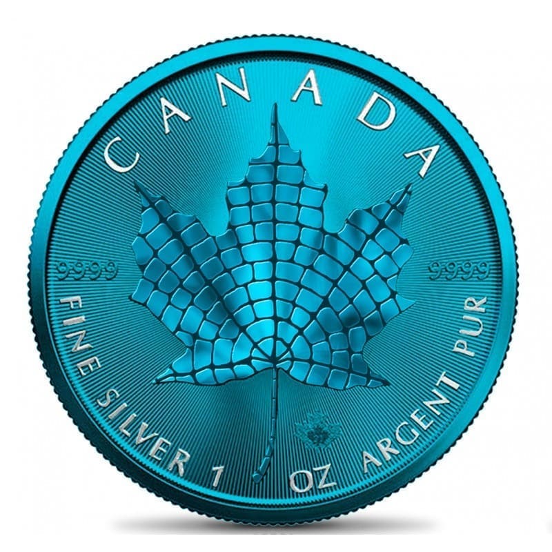 2021 Maple Leaf Mosaic Space Blue Edition 1oz Silver Coin