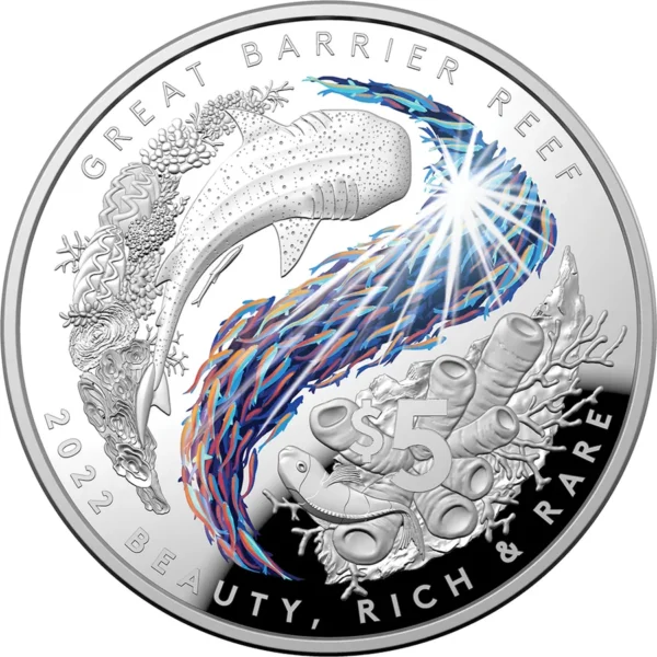 2022 $5 Great Barrier Reef Beauty Rich & Rare 1oz Silver Coin