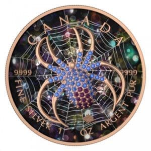 2022 $5 The Gold Spider Bejeweled Maple Leaf 1oz Silver Coin