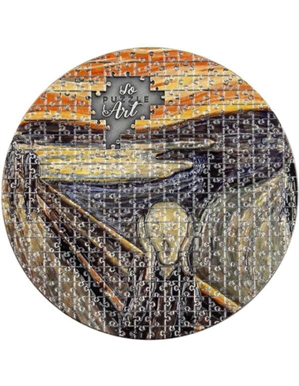 2022 So Puzzle Art The Scream 3oz Silver Coin - Image 2