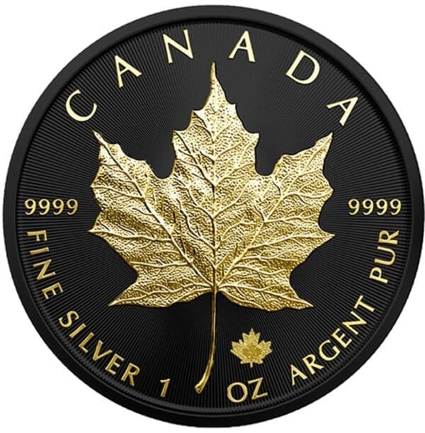 2023 $5 Black Platinum & Gold Maple Leaf 1oz Silver Coin