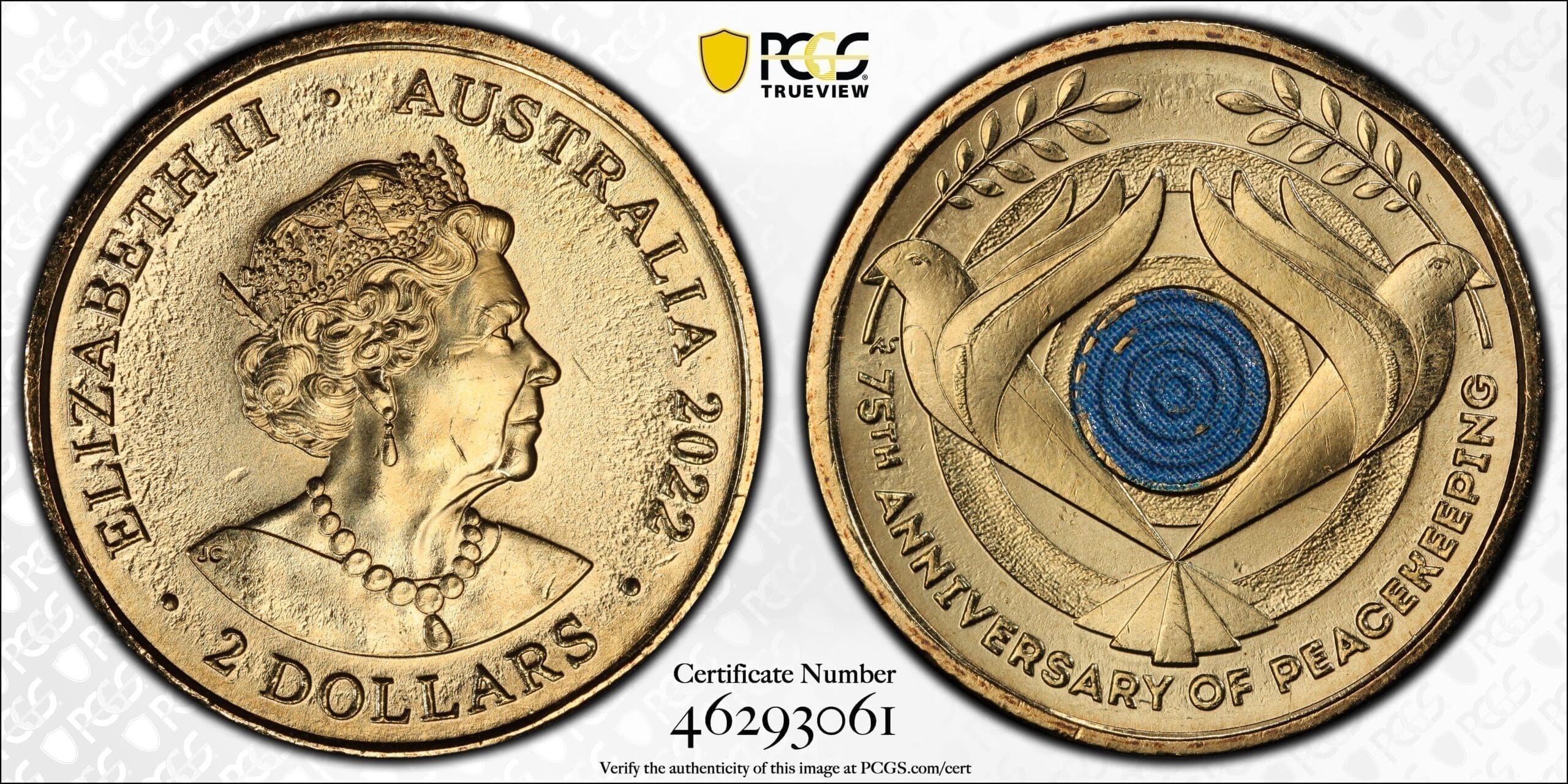MS66 2022 $2 75th Anniversary of Peacekeeping Regular Strike Coin