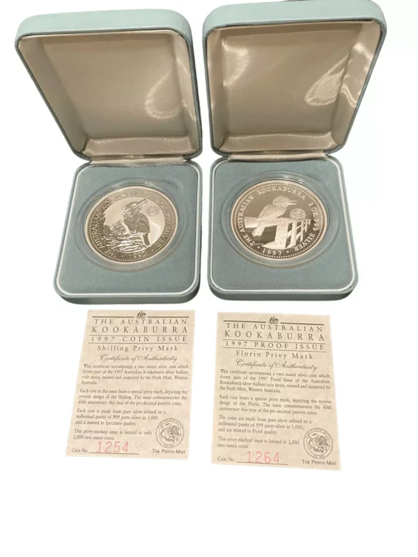 1997 Kookaburra Silver 2oz Silver Proof Coin Bundle - Image 3