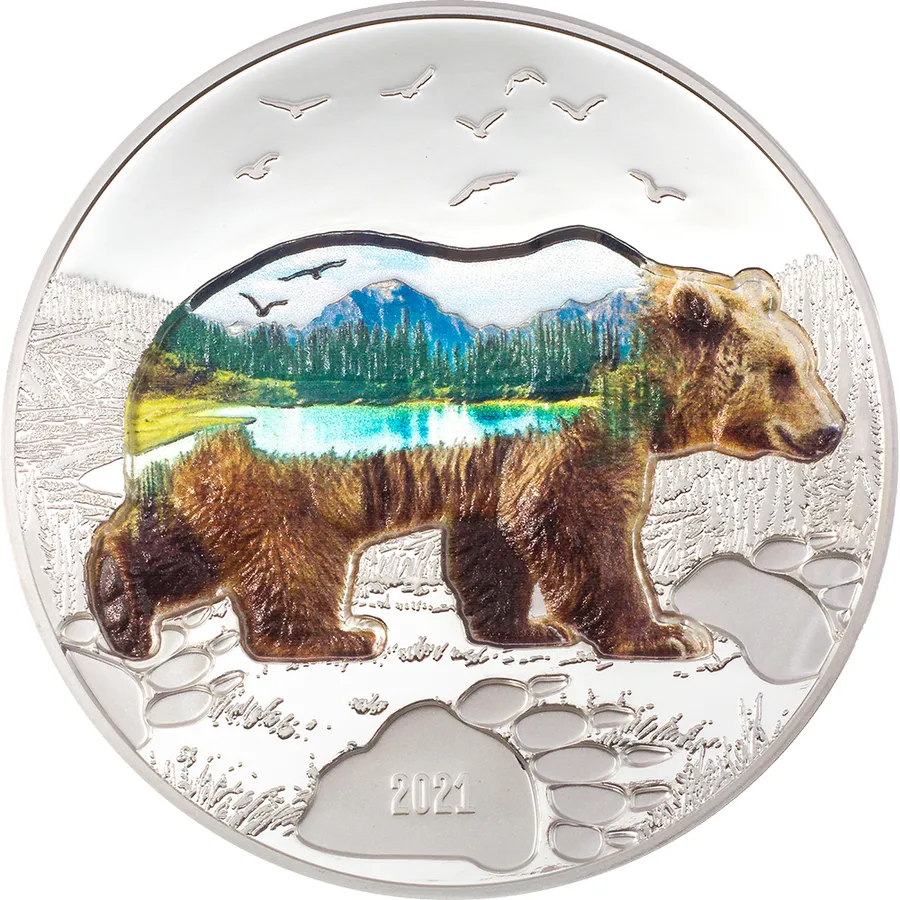 2021 Into The Wild Bear 2oz Silver Proof Coin