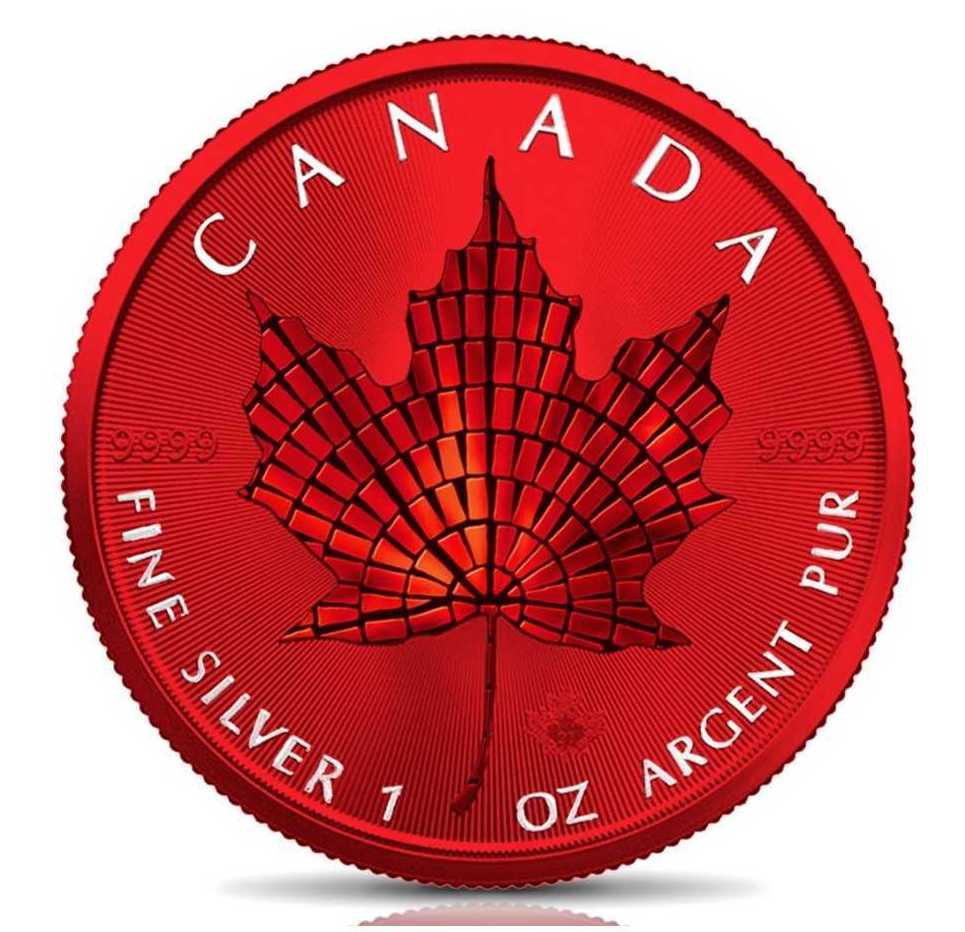 2021 Maple Leaf Mosaic Space Red Edition 1oz Silver Coin