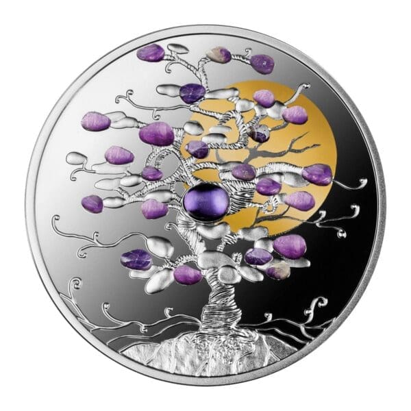 2021 $1 Tree of Luck with Amethyst 1oz Silver Coin