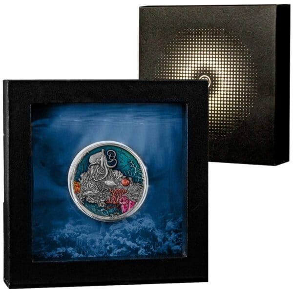 2021 $5 Coral Reef 2oz Silver Antiqued Coin - Image 3