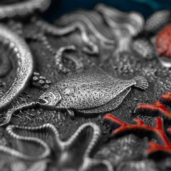 2021 $5 Coral Reef 2oz Silver Antiqued Coin - Image 5