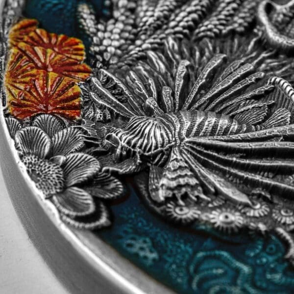 2021 $5 Coral Reef 2oz Silver Antiqued Coin - Image 6