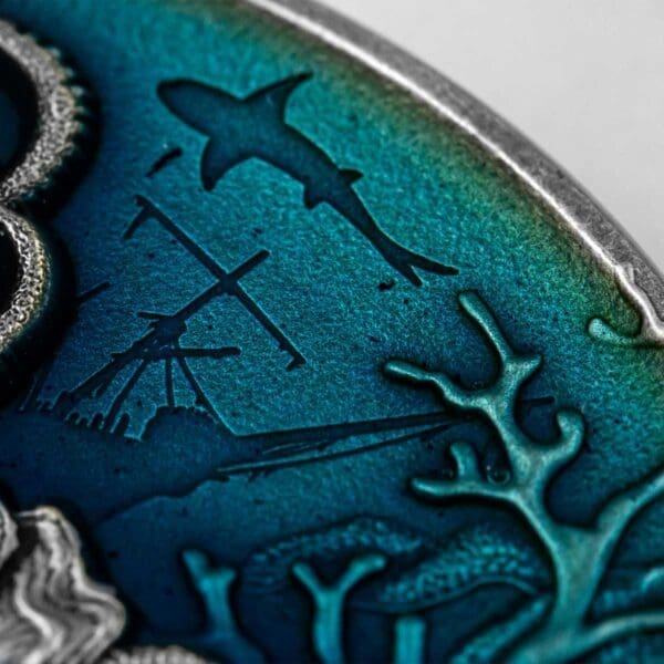 2021 $5 Coral Reef 2oz Silver Antiqued Coin - Image 7