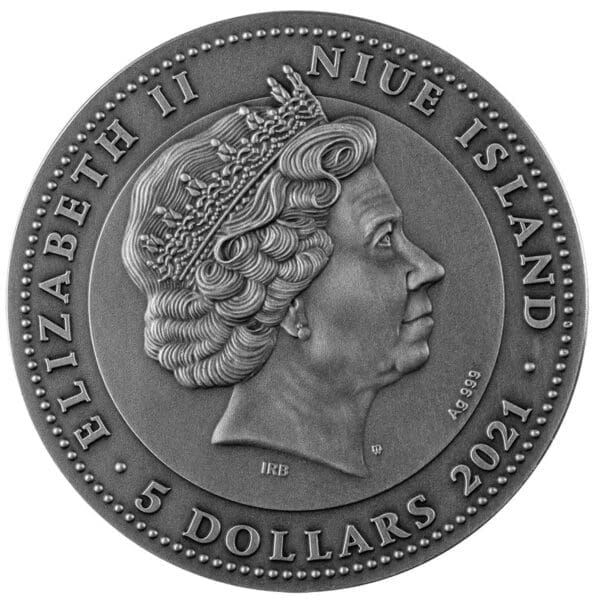 2021 $5 Coral Reef 2oz Silver Antiqued Coin - Image 2