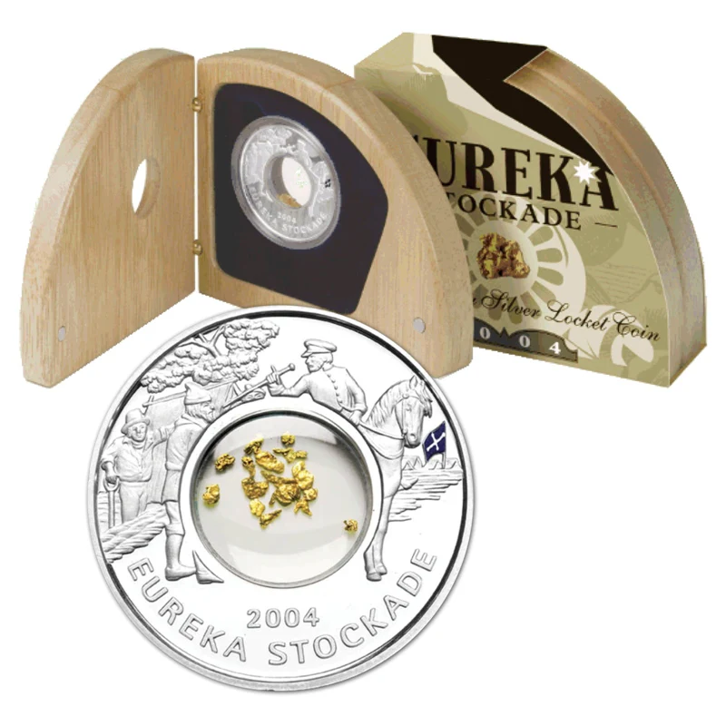 2004 $1 Eureka Stockade 150th Anniversary Silver Locket Proof Coin - Overview