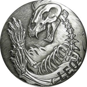 2015 Leo – Zodiac Skull Series 1oz Silver Antiqued Coin