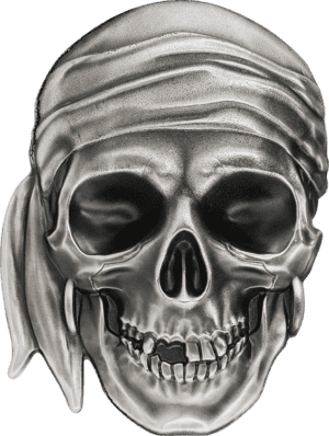 2017 $5 Pirate Skull 1oz Silver Antiqued Coin