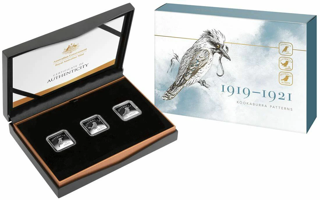 2019 25c Kookaburra Patterns 1919-1921 Fine Silver Proof Coin Set - Overview