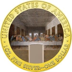 2020 $1 Last Supper - Face Mask - Quarantined Art 1oz Silver Gilded Coin