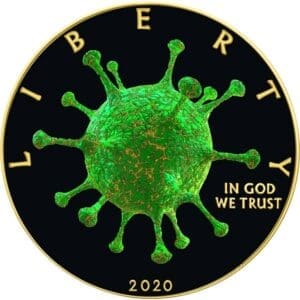 2020 $1 Outbreak Warning COVID-19 1oz Silver Gilded American Eagle Coin