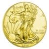 2020 $1 Salvator Mundi Respirator - Quarantined Art 1oz Silver Gilded Coin Obverse View