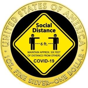 2020 $1 Social Distance 1oz Silver Gilded American Eagle Coin