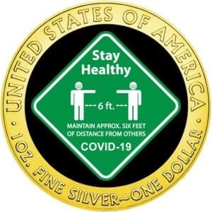 2020 $1 Stay Healthy 1oz Silver Gilded American Eagle Coin