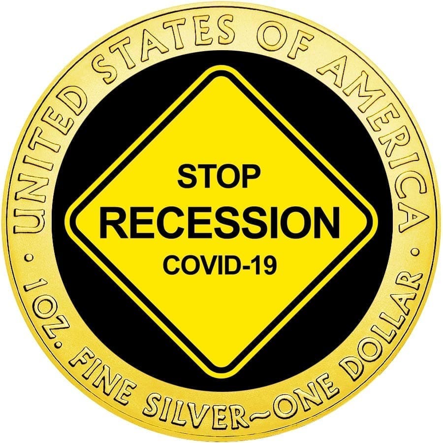 2020 $1 Stop Recession 1oz Silver Gilded American Eagle Coin Obverse View