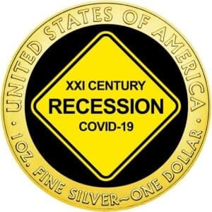 2020 $1 XXI Century Recession 1oz Silver Gilded American Eagle Coin