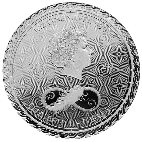 2020 $6 Chronos 1oz Silver BU Coin Obverse View