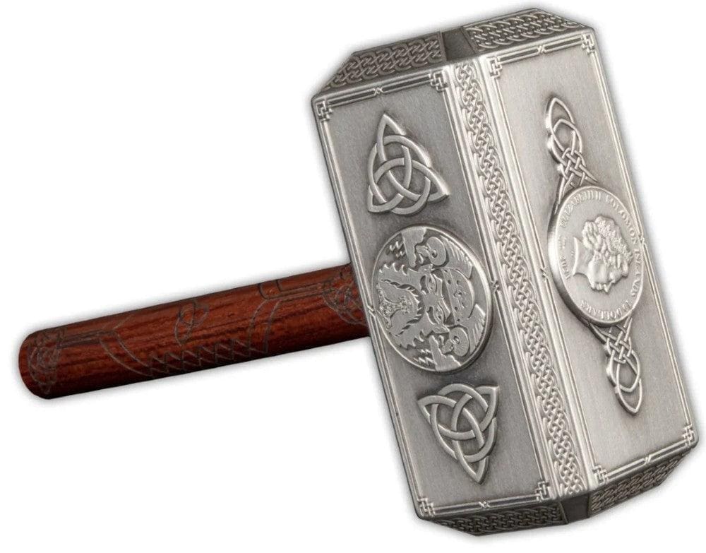 2021 $10 Thor Hammer Mjölnir 500g Silver Coin Obverse View