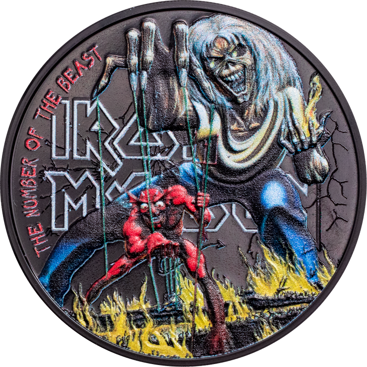 2022 $5 Iron Maiden Number of The Beast 1oz Silver Coin Reverse View