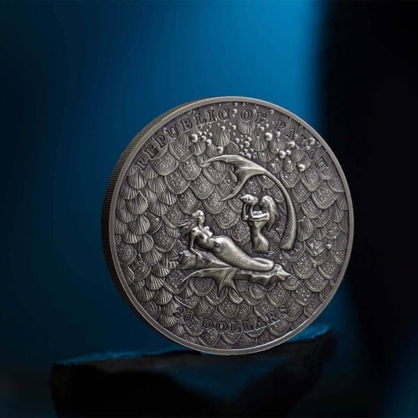 2024 $20 Mermaids 3oz Silver Ultra High Relief Antiqued Coin - Image 7