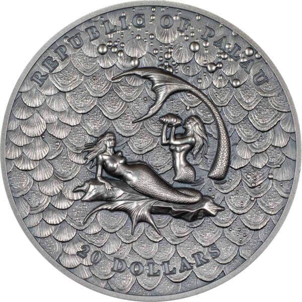 2024 $20 Mermaids 3oz Silver Ultra High Relief Antiqued Coin - Image 3