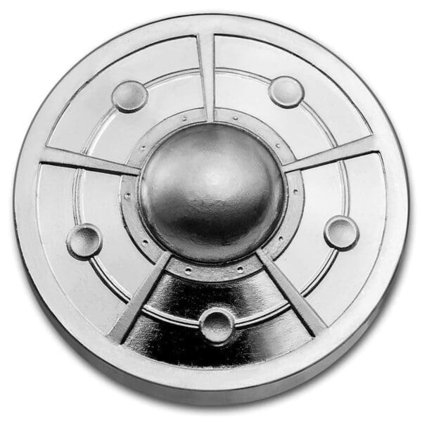 Alien UFO 2oz Cast-Poured Silver Bullion Reverse View