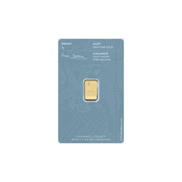 Britannia 1g Gold Bullion Bar Back