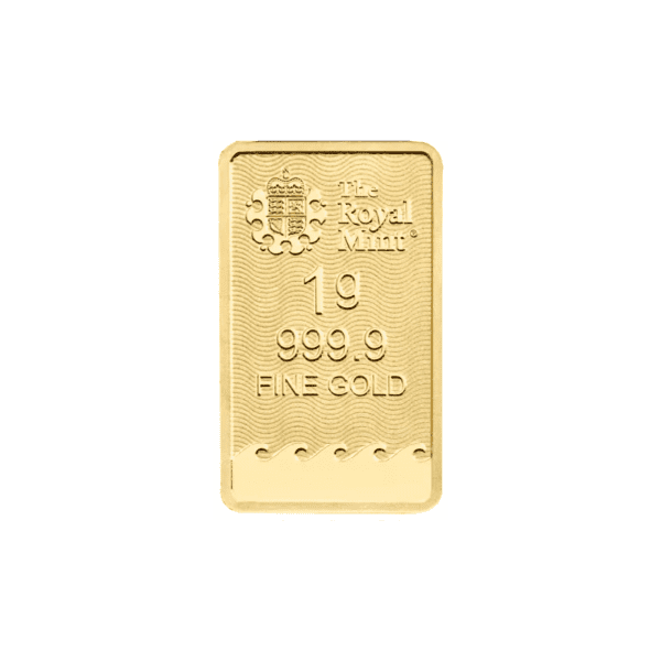 Britannia 1g Gold Bullion Bar Back of Bar