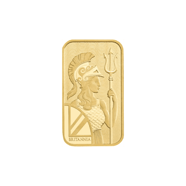 Britannia 1g Gold Bullion Bar Front of Bar