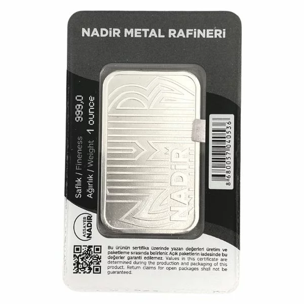 Nadir 1oz Silver Bullion Bar - Back