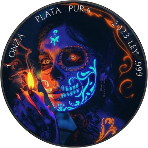 2023 Dama De La Muerte Black Platinum 1oz Silver Coin - Reverse View