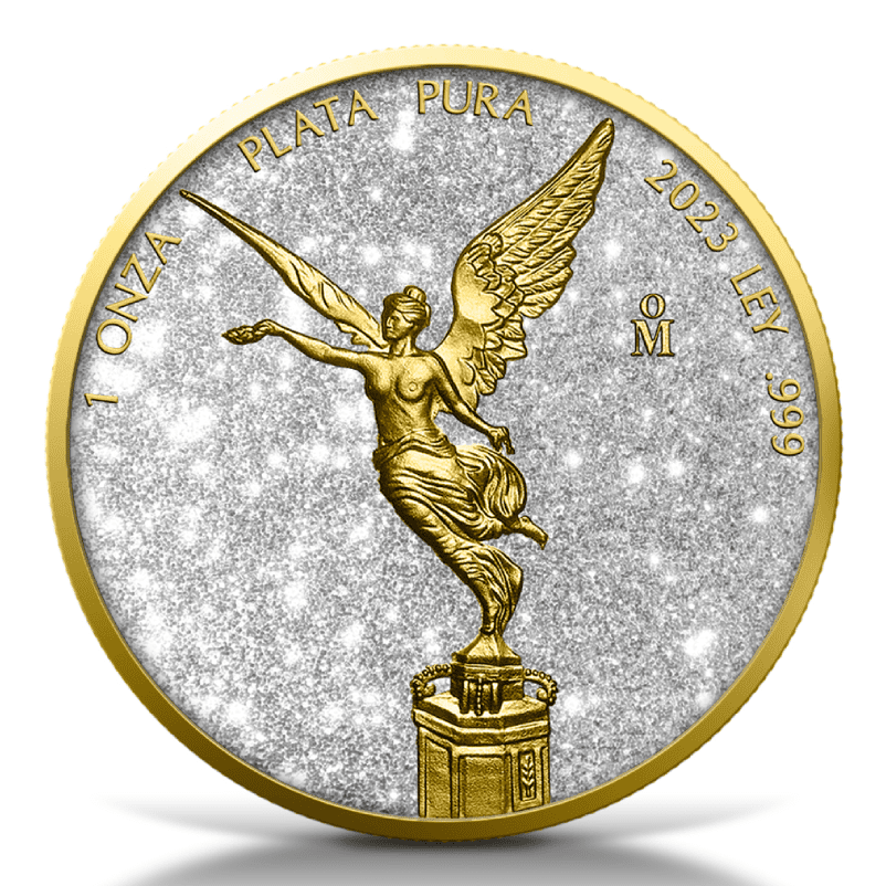 2023 Diamond Dust & Gilded 1oz Silver Libertad Coin - Reverse View